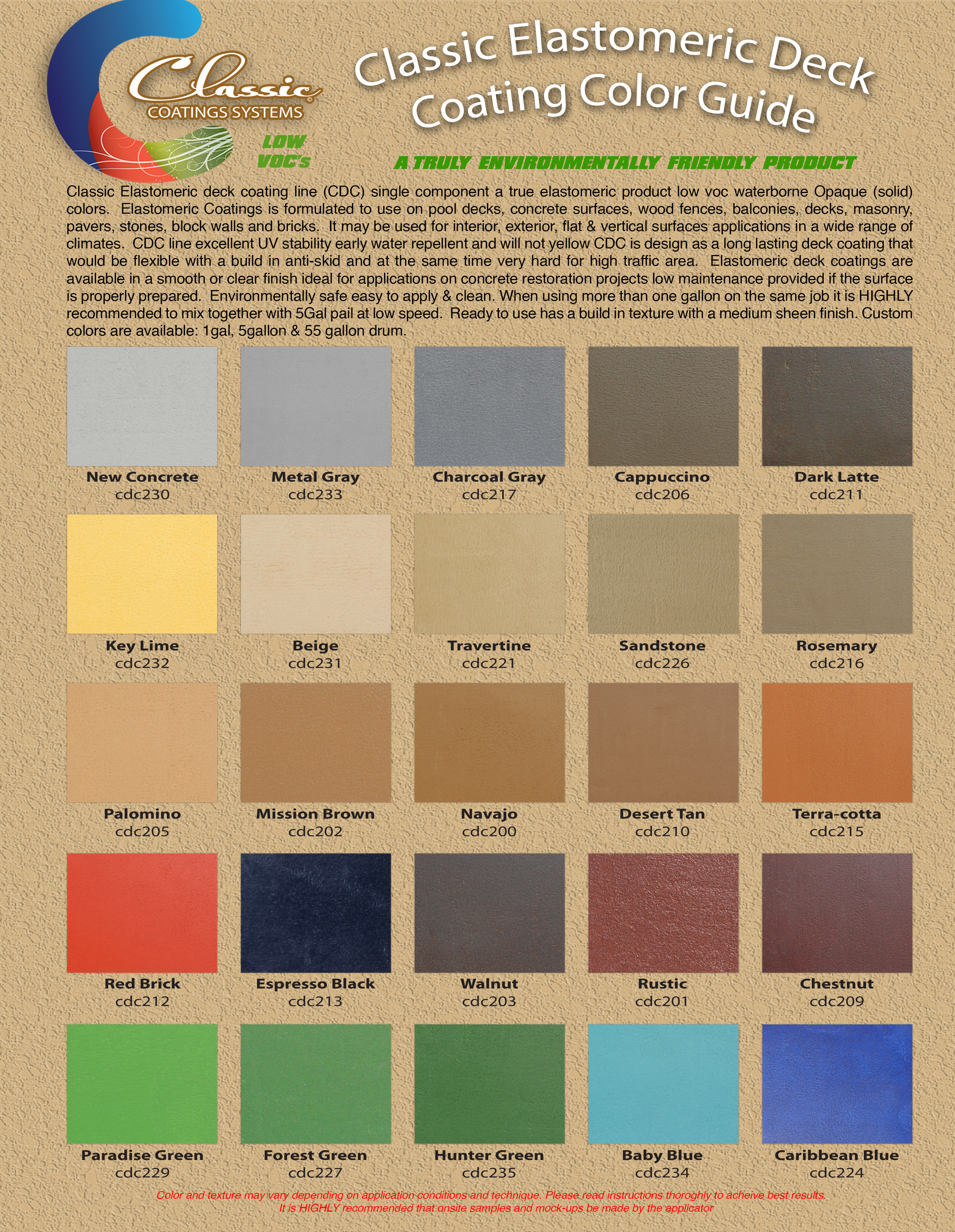 Elastomeric Paint Color Chart
