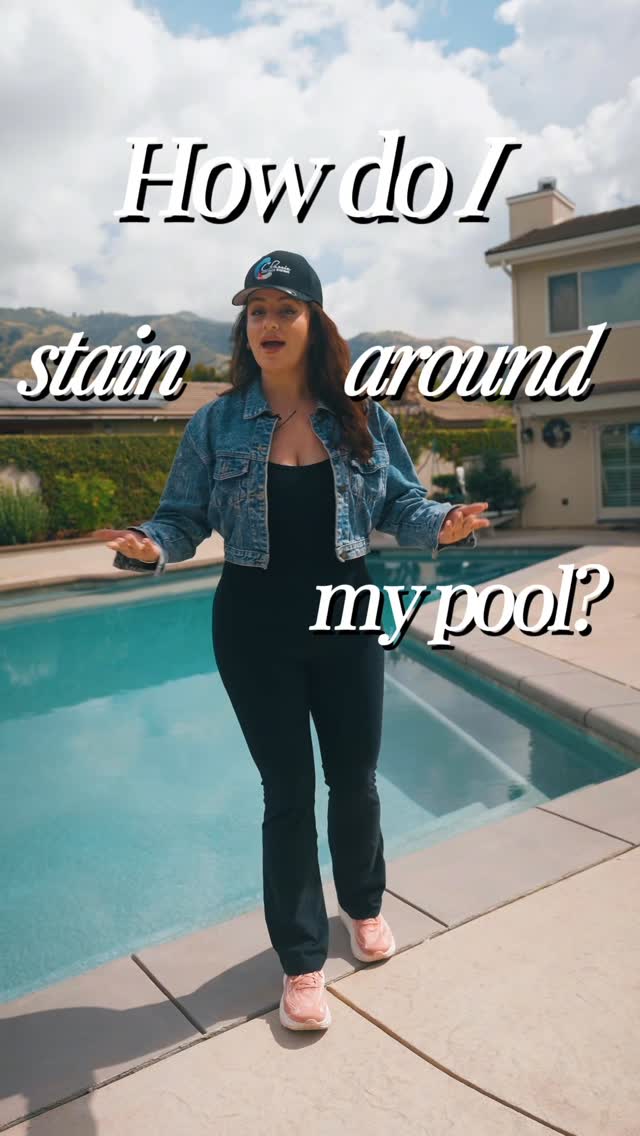 How to stain around a pool without draining it. We met up with @staintec_concre...